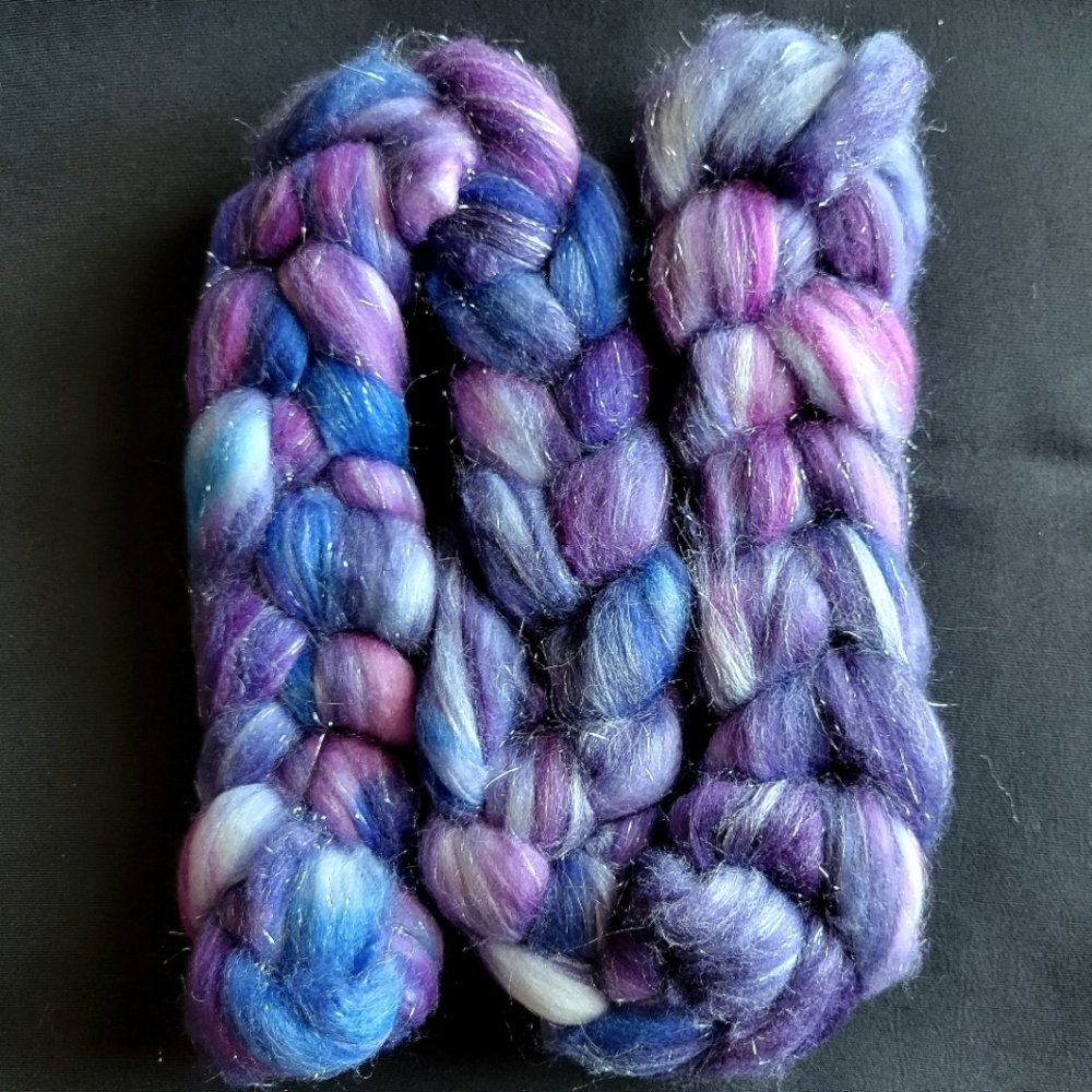 Gorgeous Hand Dyed Sparkly Merino Fiber